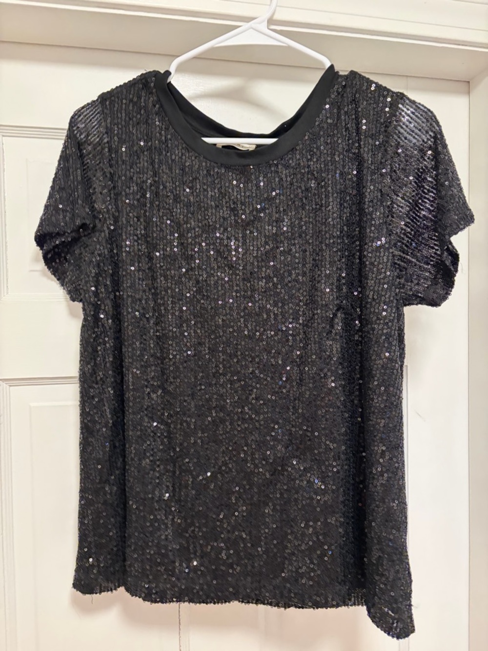 Kori Black Sequin Short Sleeve Tee